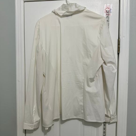 Lafayette 148 New York white ruffle open front topper fit Size 16 - Picture 6 of 7